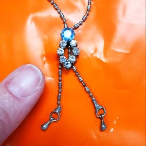 Super Sweet Vintage Upcycled Blue Rhinestone Necklace